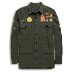 Lazy Oaf Patch City Utility Over Shirt Jacket Unisex Size Small Green